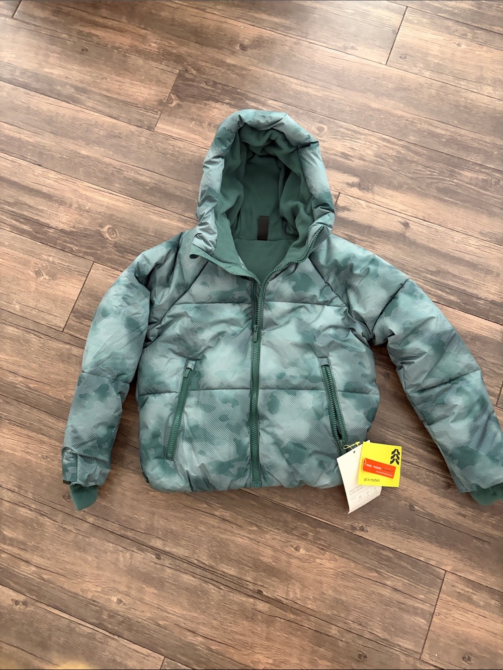 all in motion Kids' Teal Camouflage Hooded Puffer Jacket